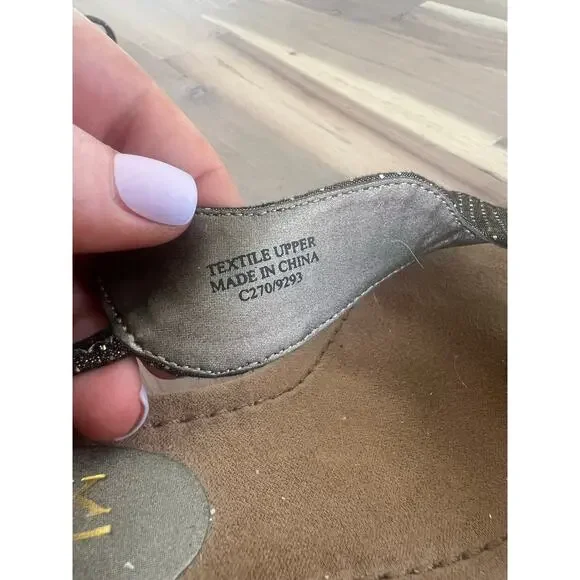 New York Transit Women's Brown Gold Sparkle Bling Elegant Wedge Sandals Size 8.5 - Picture 7 of 9